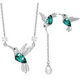 thumbnail image 1 of Juego De Joyas Malubero Colibrí Plata Cristal Swarovski Esmeralda, 1 of 3