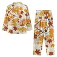 thumbnail image 4 of Kuiaobaty Maple Leaf Squirrel Womens Pajamas Set Long Sleeve Button Down T-Shirts with Loose Long Pants Thanksgiving Pajamas Set Home Apparel Sleepwear Autumn Sleepwear, 2XL, 4 of 7