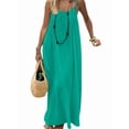 thumbnail image 3 of Women'S Open Back Spaghetti Strap Beach Maxi Dress Loose Flowy Vacation Sundress Emerald Green L, 3 of 7