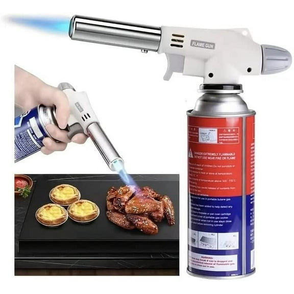 Butane Torch with Piezo Ignition Technology - Professional Adjustable Flame with Reverse Use for Creme Brulee, Sushi, BBQ, Baking, Jewelry Making