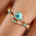 thumbnail image 2 of Vintage Turquoise and Diamond Ring Set, Gold Plated, Floral Design, 2 of 5