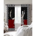 thumbnail image 4 of Red Black Chef Blackout Curtains for Bedroom Living Room Darkening Curtains 63 Inches Long Cartoon Cute Watercolor Cooking Checkered Window Curtain 2 Panels Set Window Treatment Drapes 52"x63", 4 of 9