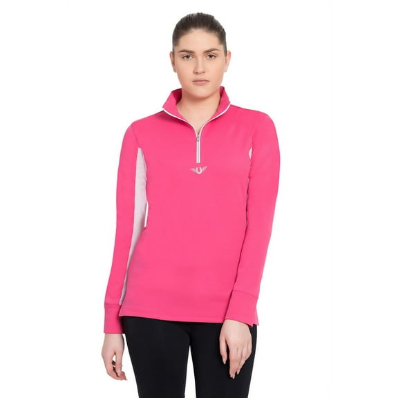 TuffRider Women's Ventilated Technical Long Sleeve Sport Shirt with Mesh, Hot Pink, X-Large