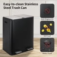 thumbnail image 5 of LAZY BUDDY 60 Liter / 16 Gallon Dual Trash Can, Rectangular Recycling Step Garbage Can for Kitchen, Stainless Steel, 5 of 11