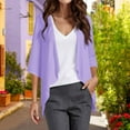 thumbnail image 2 of bbymog Womens Cardigans Lightweight 3/4 Sleeve Cardigan Open Front Ruffles Cardigan Fall Vacation Casual Cardigan for Women Purple XXL, 2 of 6