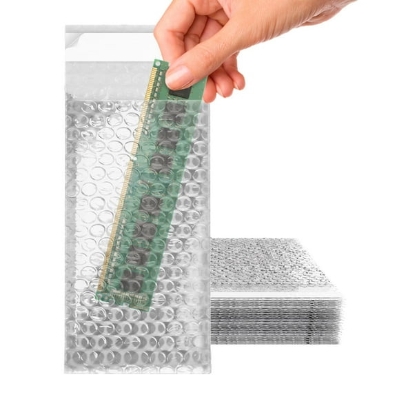 Clear Bubble Out Bags, 4 x 7.5 Inches. Pack of 1000 Polyethylene Self Seal Bubble Pouches. Cushioning Clear Bubble Bags for Packing. Clear Bubble Envelopes. Clear Bubble Out Pouches