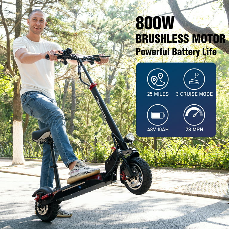 EVERCROSS Electric Scooter with 10 Solid Tires, 800W Motor up to 28 MPH  and 25 Miles Range, Folding Electric Scooter for Adults , Black 