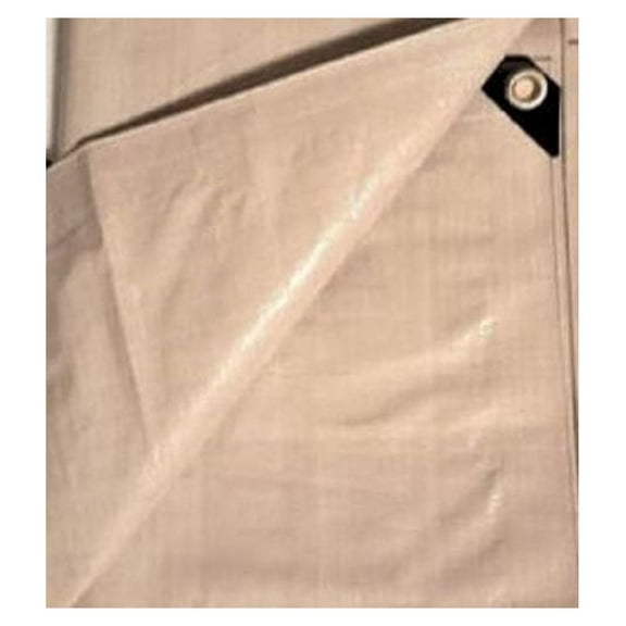 8' x 8' Tan Beige Heavy Duty Waterproof 12 mil Tarp with Grommets (Finished Size Approx. 7'6" x 7'6")