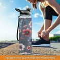 thumbnail image 6 of 32oz Transparent Sports Water Bottle with Straw for Kids Adults Outdoor School Gym Fitness Red and Purple Floral Pattern, 6 of 7