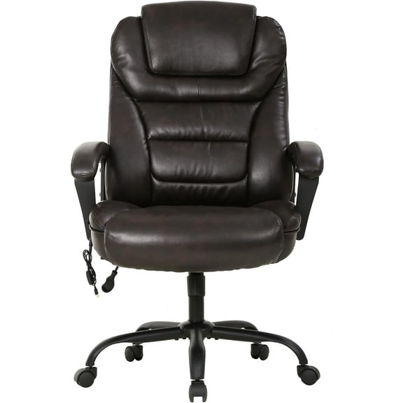 PayLessHere Big & Tall Office Chair 500lb, High Back PU Leather, Lumbar Support & Armrest - Brown