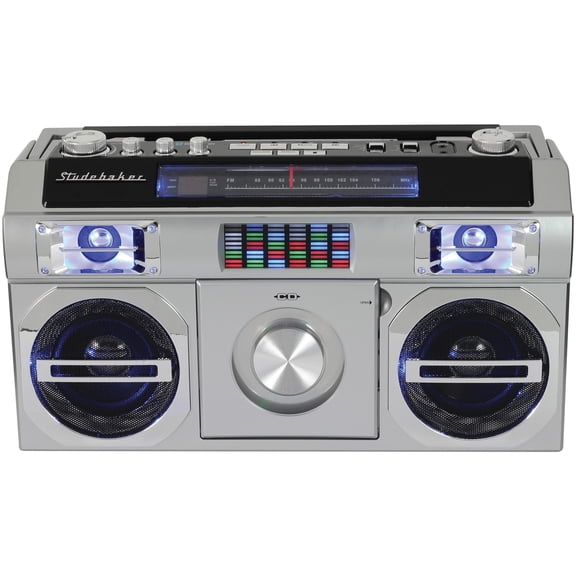 Studebaker Bluetooth CD Radio Boombox, Silver, SB2145S