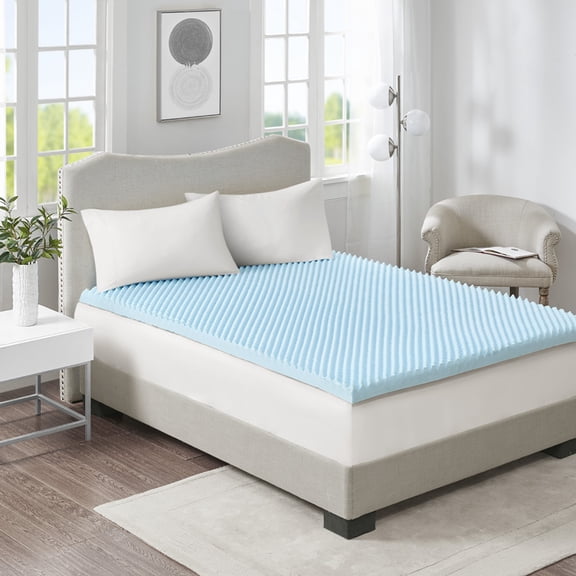 All Season Reversible Hypoallergenic Cooling Mattress Topper Blue 3 Inch Gel Memory Foam Pressure Relieving