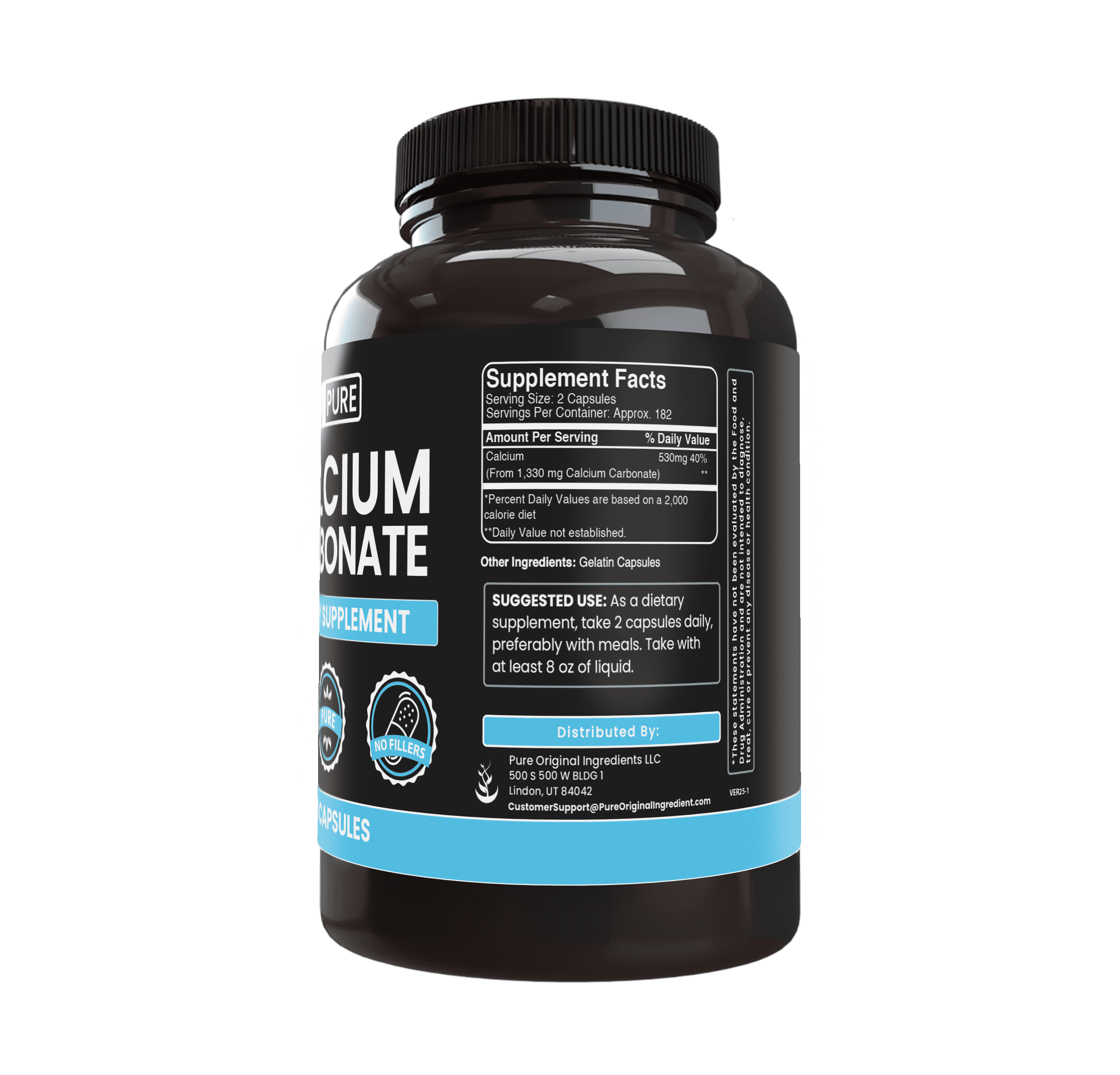 Pure Original Ingredients Calcium Carbonate No Magnesium Or Rice Fillers, Always Pure, Lab Verified