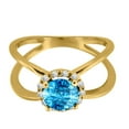 thumbnail image 2 of AoneJewelry 0.85 Carat 6MM Round Blue Topaz and Diamond Ring In 10K Solid Rose, White & Yellow Gold, 2 of 5