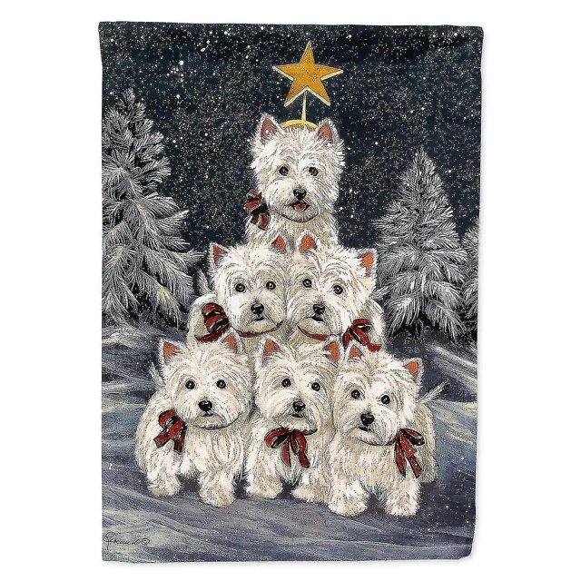 Carolines Treasures Ppp3130gf Westie Navidad árbol de familia bandera tamaño del jardín Afortunado Sencillez