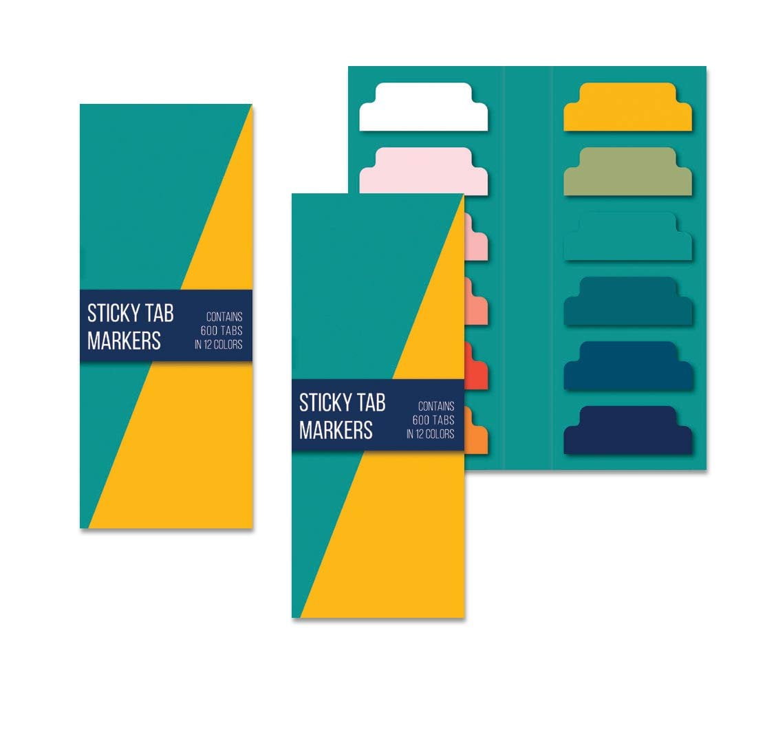 Pack of 2 Booklets of Sticky Tab Notes, Total of 960 Colored Sticky