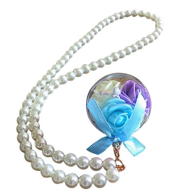 Bangcool Keychain Pendant Creative Faux Flower DIY Key Ring Pendant with Pearl Chain