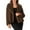 Coffee, variant on Women's Cropped Fuzzy Jacket Notch Lapel Cardigan Shrug One Button Winter Short Coats for Dressy Casual Coffee XXL