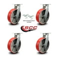 thumbnail image 2 of 10 Inch Heavy Duty Red Poly on Cast Iron Swivel Caster Set with 2 Swivel Locks, 2 of 2