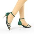 thumbnail image 2 of BLISSFUL STEP Women's Satin Rhinestone Stiletto Heel Sandals Green (Size 7.5), 2 of 7