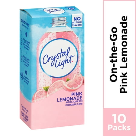 (6 Pack) Crystal Light On-the-Go Pink Lemonade Drink Mix, 10