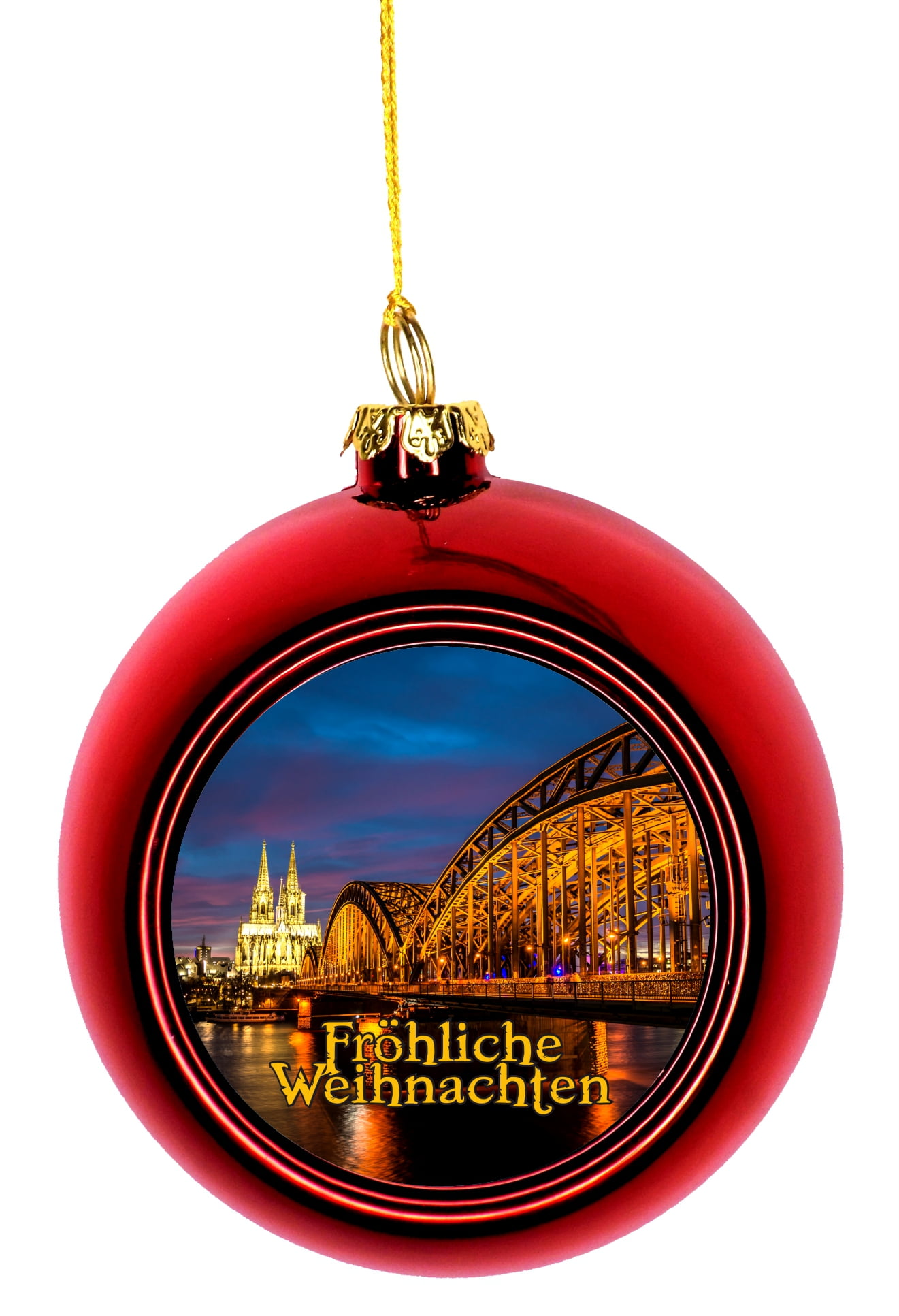 Christmas Ornaments Travel Germany Cologne Cathedral Frohliche Bridge