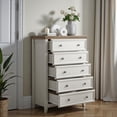 thumbnail image 3 of Tcbosik 5-Drawer Dresser for Bedroom, Chest of Drawers, Storage Organizer for Living Room, Hallway, Entryway, Beige, 3 of 11