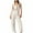 White, variant on Womens Fashion Denim Button Zipper Solid High Waist Pockets Full Length Pants Overalls