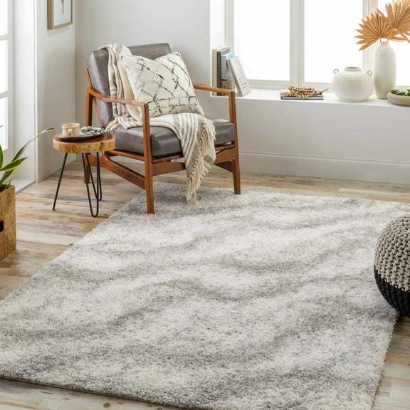 Hauteloom Giah Living Room, Bedroom Area Rug - Plush Pile - Beige, Gray - 5'3" x 7'