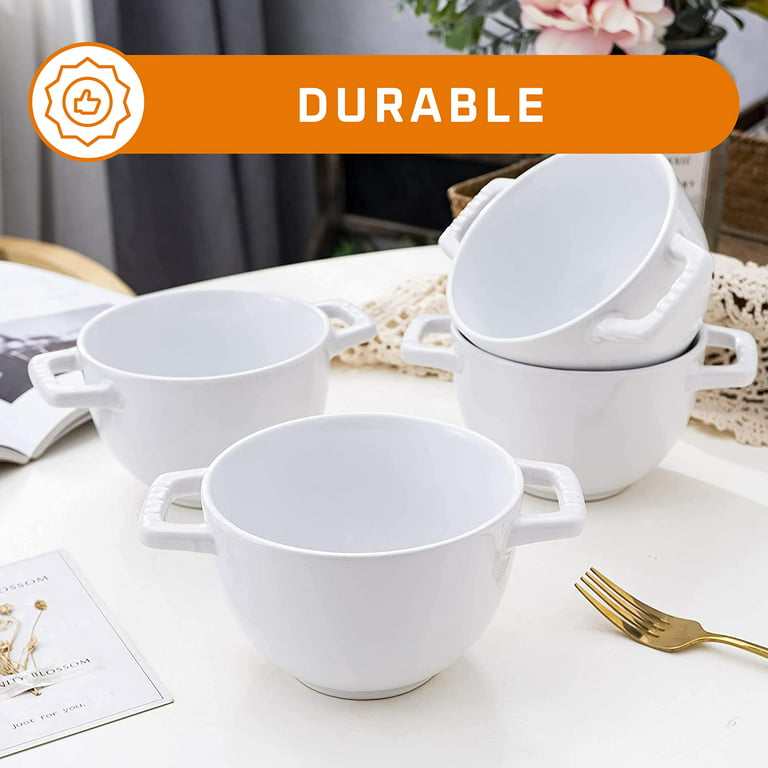 Clear Soup Bowls with Handle and Glass Lid 600ml 20oz, Microwave Round Cereal Mug Mixing Bowl 4 Cup, Insulated Oatmeal Bowl for Breakfast Rice Salad