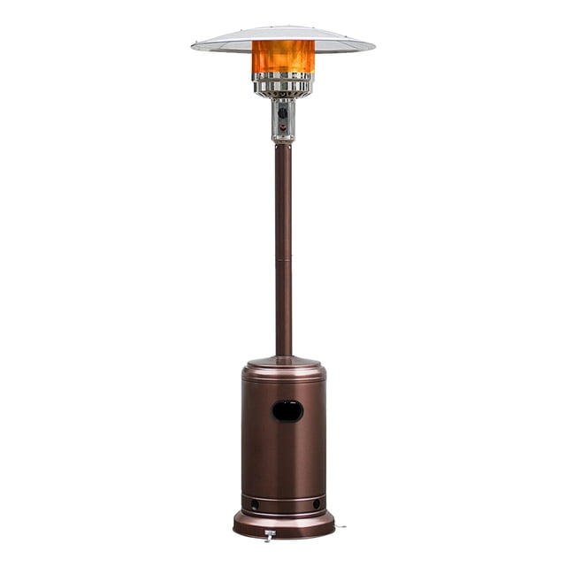 Gymax Chauffage au Gaz LP sur Pied pour Patio 50000 BTU en Acier Inoxydable au Propane avec Roues Bronze
