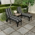 thumbnail image 2 of Jordan Manufacturing 74" x 22" Reeder Black Stripe Rectangular Outdoor Chaise Lounge Cushion with Ties and Hanger Loop, 2 of 13