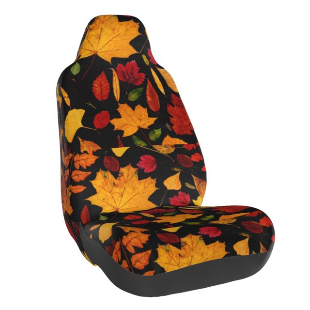 Wukai Autumn Maple Leaves A Full Set Car Seat Covers with Soft Padding Universal Auto Front Seats Protector and Cushion Mat