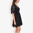 thumbnail image 5 of Women's V-Neck Short Sleeve Lace Mini Dress- Large, Black, 5 of 5