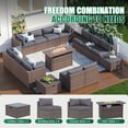 thumbnail image 6 of Clouddwell 15 Piece Patio Furniture Set with 44” Fire Pit Table Wicker Rattan Patio Conversation Set Outdoor Sectional Sofa Set with Coffee Table and Gray Cushions(Waterproof Cover Included), 6 of 9