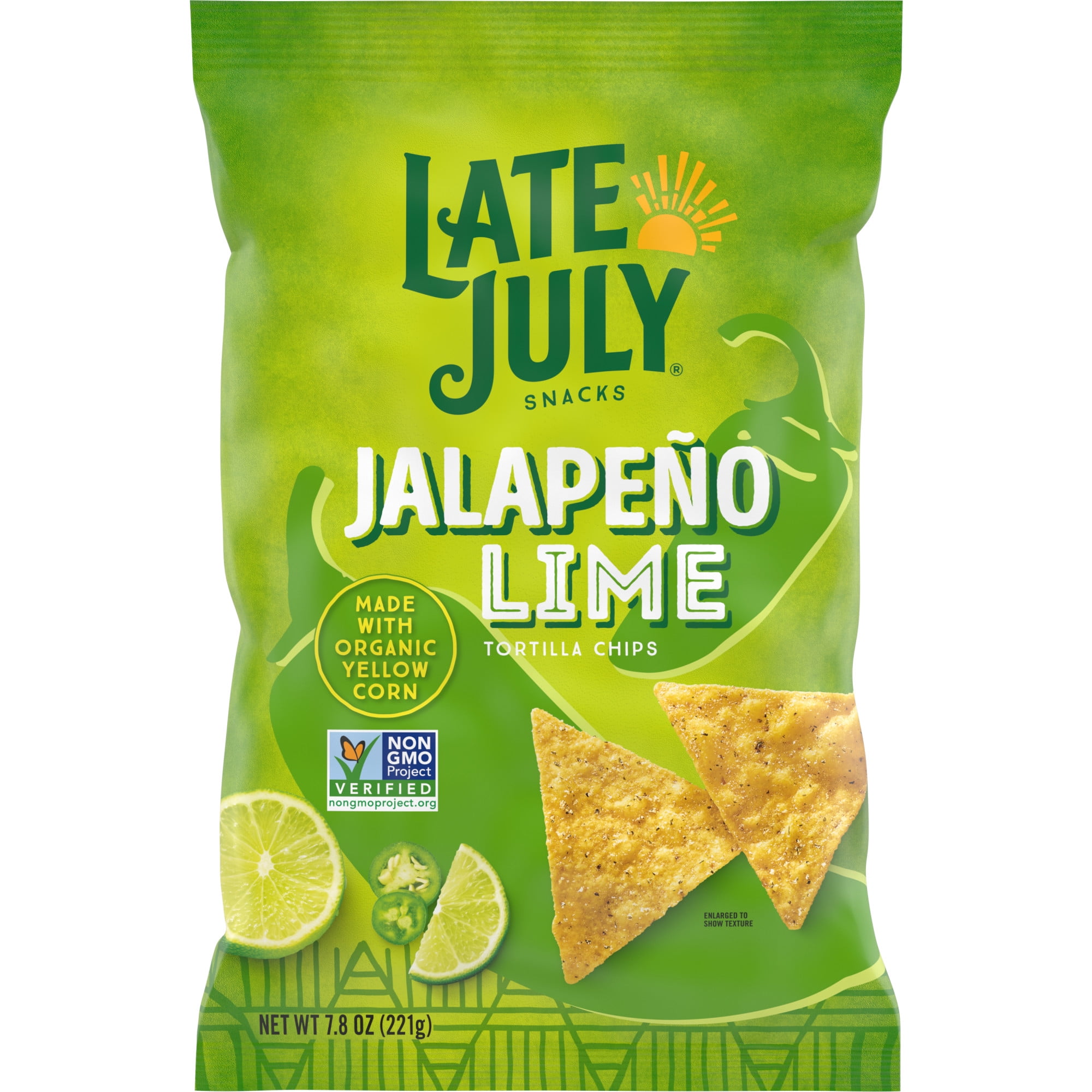 (2 pack) Late July Snacks Jalapeno Lime Tortilla Chips, 7.8 oz Bag