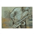 thumbnail image 2 of Music Cutting Board, Jazz Musician Playing the Saxophone Solo in the Street on Grunge Background Art Print, Decorative Tempered Glass Cutting and Serving Board, Large Size, Brown Ecru, by Ambesonne, 2 of 5