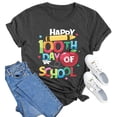 thumbnail image 5 of DHFJKG 100 Day Of School Shirt For Women Graphic Tees Short Sleeve Happy 100Th Day Of School T Shirt Casual Crew Neck Soft Tops, 5 of 5