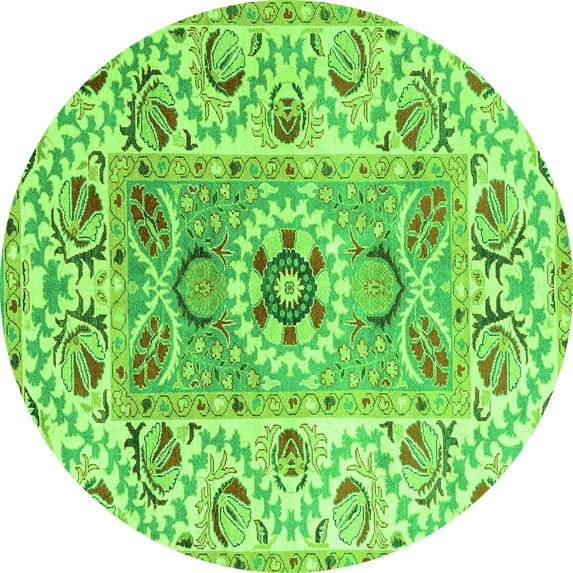 Ahgly Company Indoor Round Abstract Green Modern Area Rugs, 5' Round