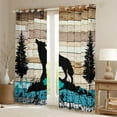 thumbnail image 2 of Homewish Jungle Animal Wolf Curtains Pack of 2 (42x84 Each),Old Barn Door Curtains Blackout,Cyan Brown Black Bedroom Curtains For Boys Teens,Luxury Bedroom Decor, 2 of 6