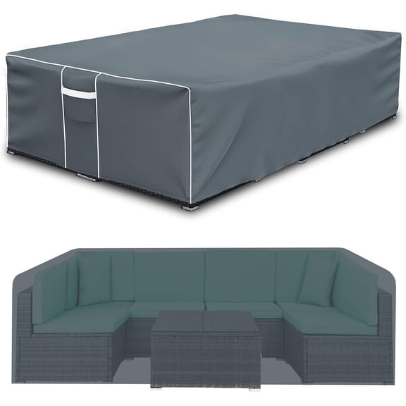Limerenc Patio Furniture Cover, Heavy Duty Patio Sofa Cover Waterproof, Outdoor Couch Cover with Handle, Gray