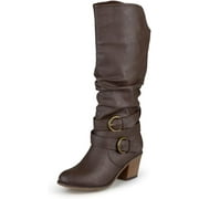 Journee Collection Womens Buckle Slouch High Heel Boots