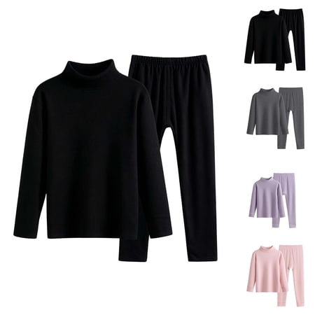 Boys Thermal Underwear Midweight Base Layer Crewneck Long Sleeve Top And Pants Two Piece Outfit For Kids Soft Warm Lined Comfort