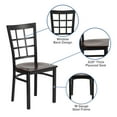 thumbnail image 4 of Emma + Oliver Black Window Back Metal Restaurant Chair - Walnut Wood Seat, 4 of 11