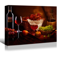thumbnail image 1 of Rosework Framed Canvas Wall Art, 36x24 Inch, Red Wine With Grapes, Made In USA, 1 of 6