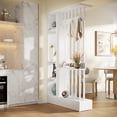 thumbnail image 2 of Finmind Wall Room Divider, 71 inch Wood Freestanding Room Divider Bookcase with Shelves & Coat Hooks for Home & Office Decorative, White, 2 of 9