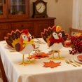 thumbnail image 4 of Fabric Turkey Bird Desktop Figurine Soft Tabletop Fall Home Mantel Seasonal Centerpiece Decor, 4 of 6