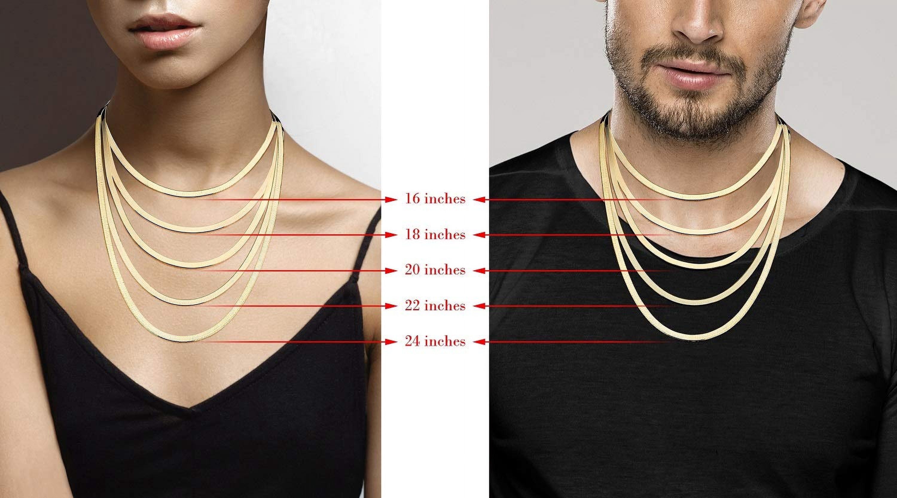 Miabella Solid 18K Gold Over 925 Sterling Silver Italian 4.5mm Flexible Flat Herringbone Chain Necklace for Women, Made in Italy (Length 22 Inches)
