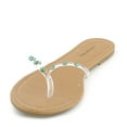 thumbnail image 3 of City Classified Clear Green Studded Thong Flip Flop Sandals, 3 of 5
