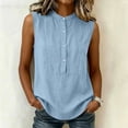 thumbnail image 4 of BUIGTTKLOP Womens Cotton Linen Tank Tops Basic Solid Business Casual Summer Sleeveles Shirts Loose Work Office Blouses, 4 of 7